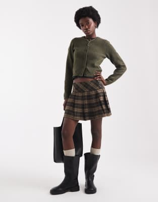 Brave Soul Crew Neck Soft Touch Cardigan In Green