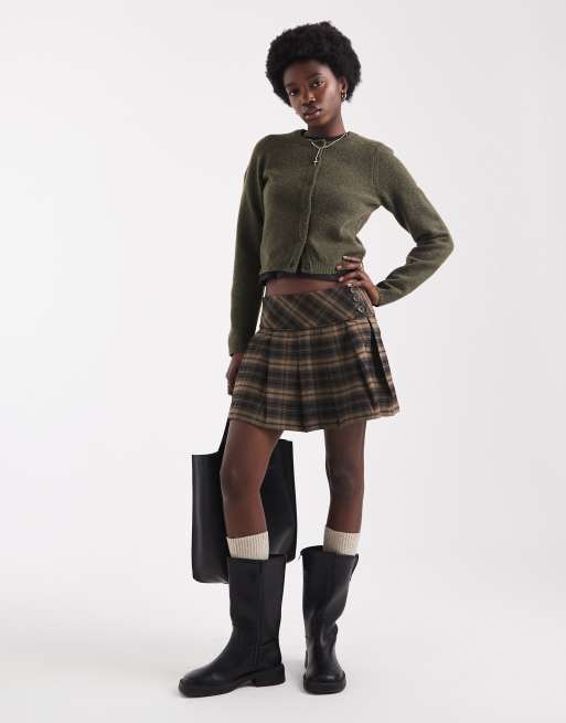Brave Soul crew neck soft touch cardigan in khaki green, 2 of 4
