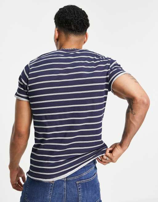 Brave Soul crew neck striped T-shirt in navy, 2 of 4