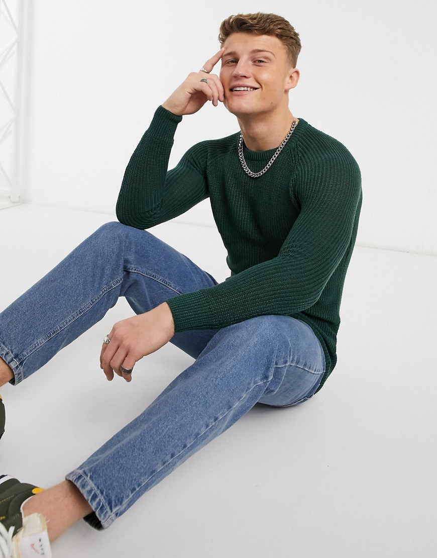 Brave Soul crew neck sweater in army green