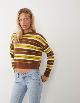 Brave Soul Crew Neck Sweater In Brown
