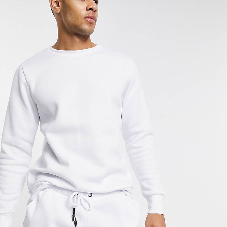 Brave Soul crew neck sweatshirt and sweatpants tracksuit in white | ASOS