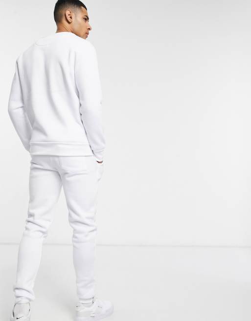 White crewneck best sale and sweatpants