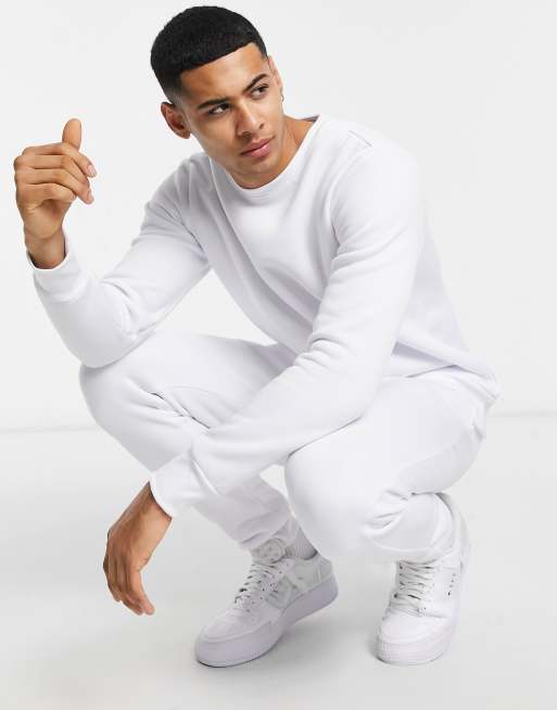 Brave Soul crew neck sweatshirt and sweatpants tracksuit in white