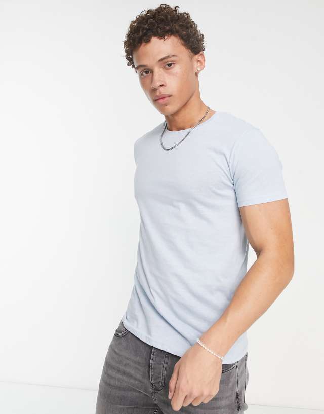 Brave Soul crew neck t-shirt in pale blue