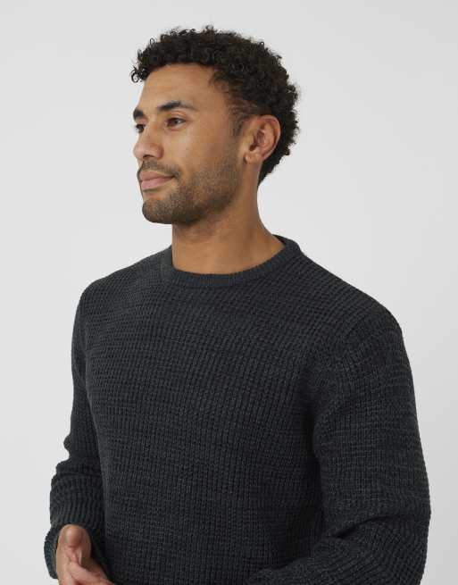 Brave Soul Crew neck textured knit jumper in black, 4 of 4