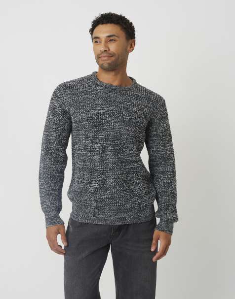 Brave Soul Crew neck textured knit jumper in grey - view 1