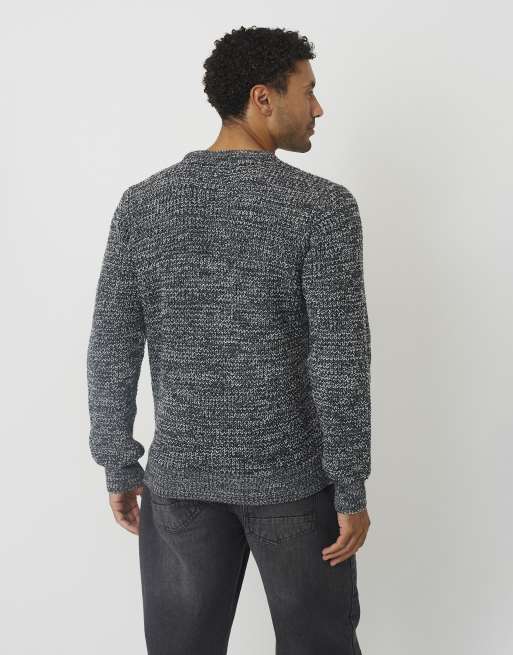 Brave Soul Crew neck textured knit jumper in grey, 2 of 4