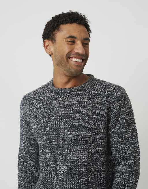Brave Soul Crew neck textured knit jumper in grey, 4 of 4