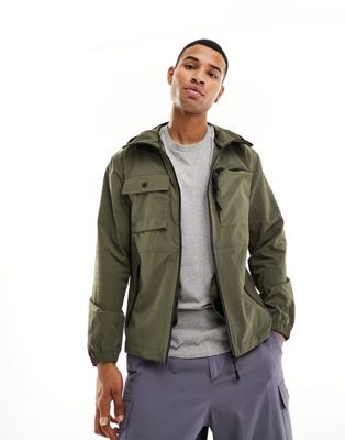Brave Soul crinkle full zip utility jacket in khaki - ASOS Price Checker