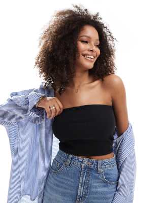 Brave Soul cropped bandeau top in black