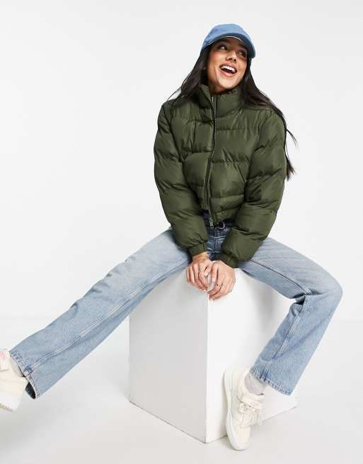 Brave Soul - Cropped dynejakke i khaki