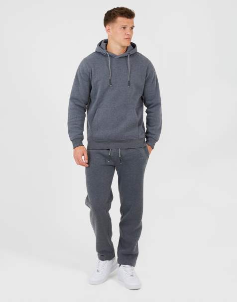 Brave Soul Crossover neck hoodie and joggers set in charcoal - view 1