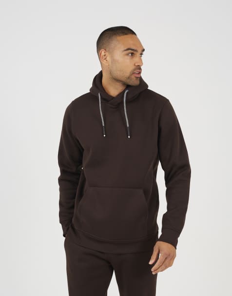 Brave Soul Crossover neck hoodie and joggers set in chocolate - view 1