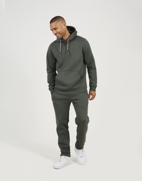 Brave Soul Crossover neck hoodie and joggers set in green - view 1