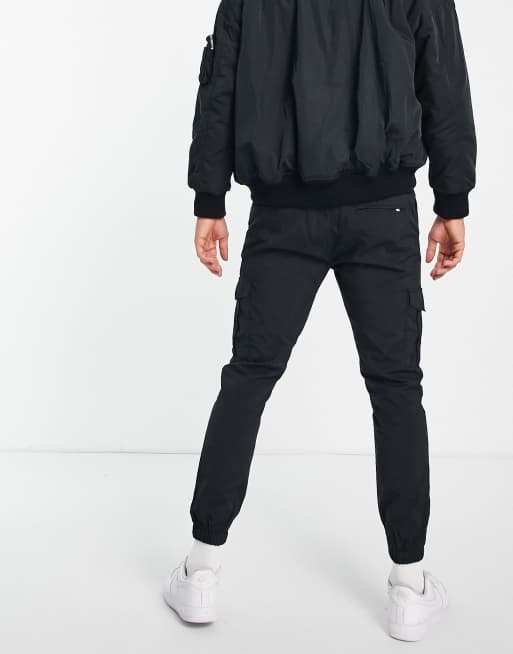 Brave Soul cuffed cargo pants in black, 3 of 4