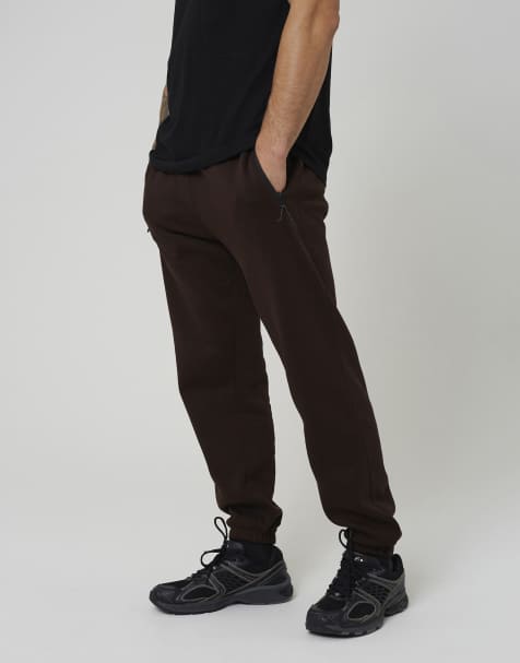 Brave Soul Cuffed loose fit joggers in chocolate - view 1