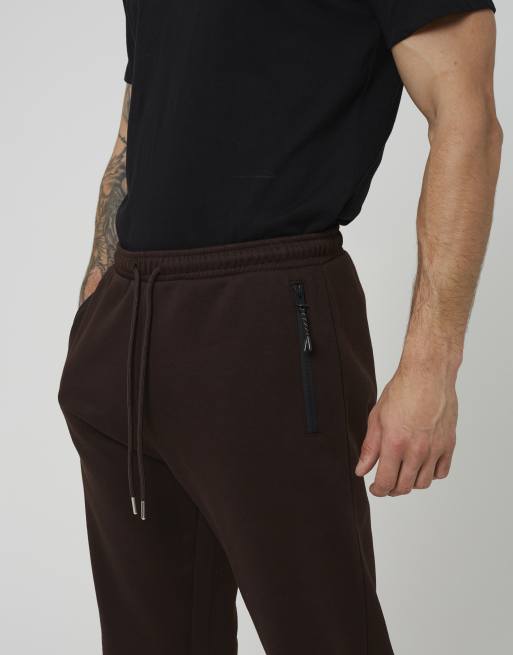 Brave Soul Cuffed loose fit joggers in chocolate, 4 of 4