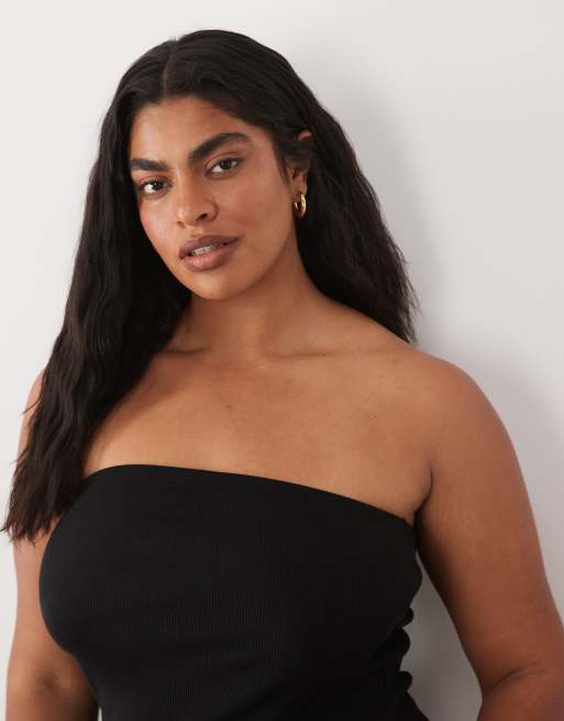 Brave Soul Curve 2 pack ribbed tube top with side split in white and black, 2 of 4