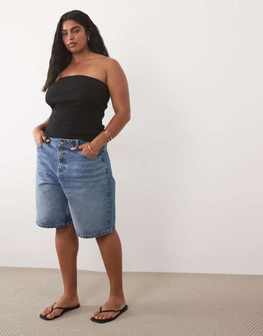 Brave Soul Curve 2-pack ribbed tube tops with side split in white and black, 3 of 4
