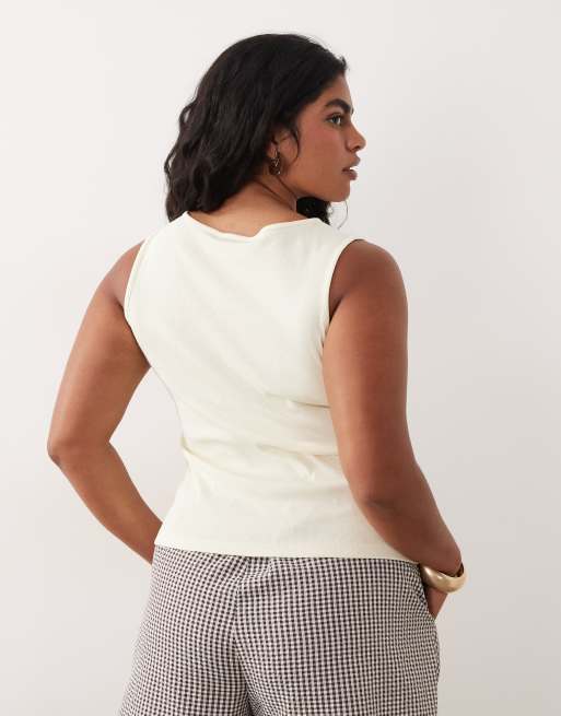 Brave Soul Curve button down singlet in butter yellow, 4 of 4