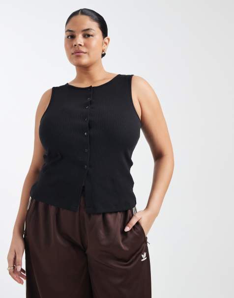 Brave Soul Curve button down vest in black - view 1