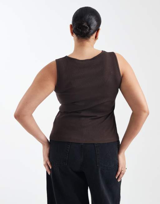 Brave Soul Curve – Chokladbrunt linne med knäppning, 4 av 4