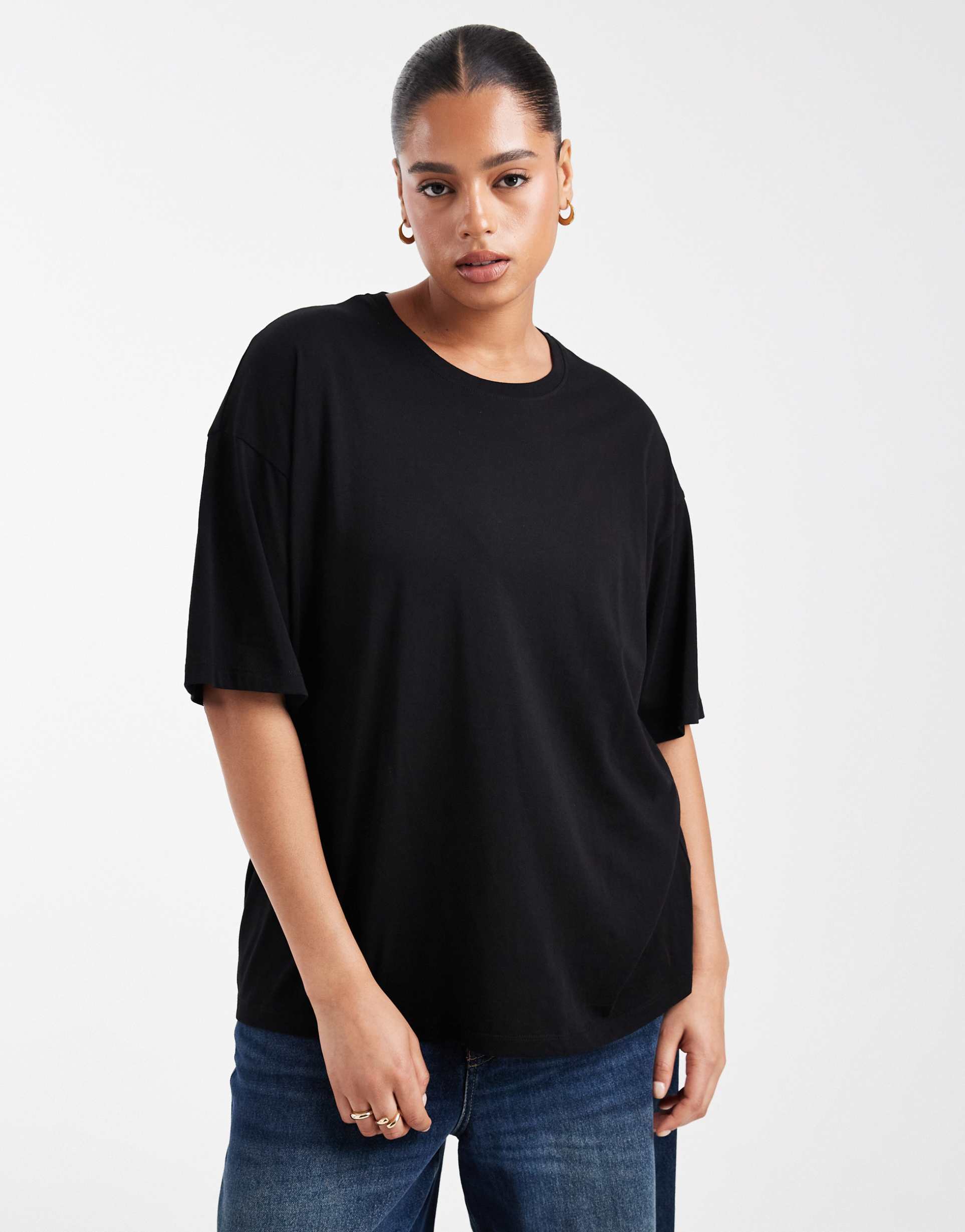 brave soul curve oversized fit t-shirt in black