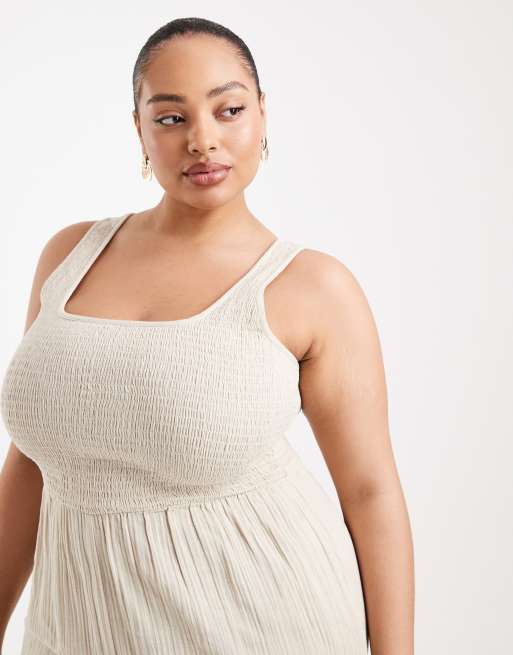 Brave Soul Curve scoop neck jumpsuit in cream, 2 of 4