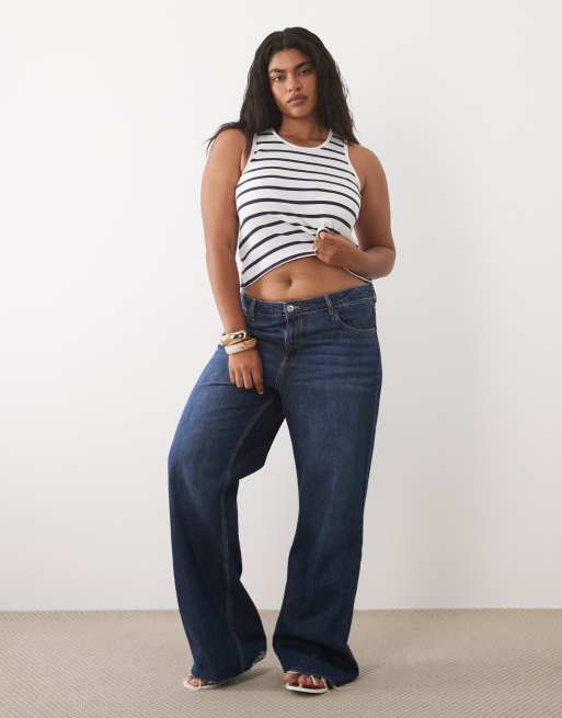 Brave Soul Curve scoop neck vest top in white and navy stripe, 3 of 4