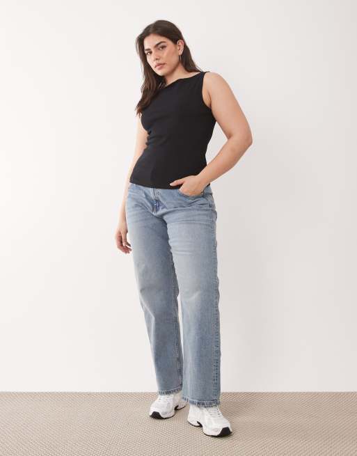 Brave Soul Curve slash neck vest top in black, 2 of 4