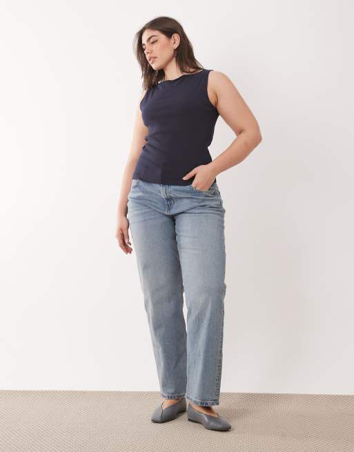 Brave Soul Curve topp med hög krage i navy, 2 av 4