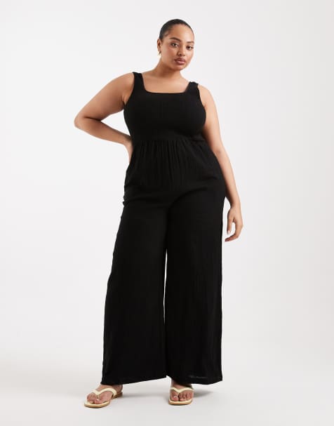 Brave Soul Curve - Tuta jumpsuit nera con scollo rotondo - view 1