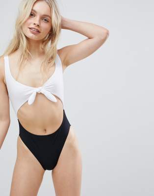 cut out tie swimsuit