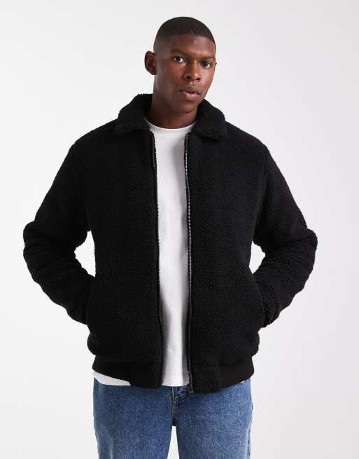 Brave Soul – Czarna kurtka bomberka z kożuszka