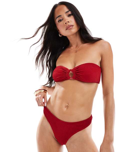 Brave Soul – Czerwona góra od bikini z dekoltem bandeau - view 1