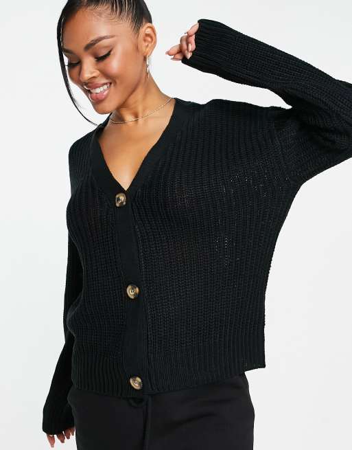 Brave Soul - Daisy - Cardigan in maglia a coste inglesi nero