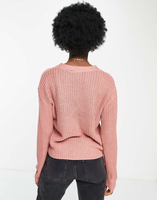 Brave Soul - Daisy - Cardigan in maglia a coste inglesi rosa, 2 di 4