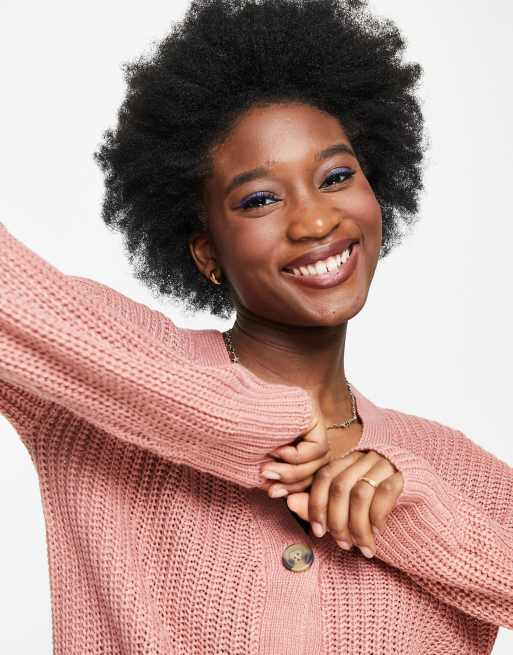 Brave Soul - Daisy - Cardigan in maglia a coste inglesi rosa, 3 di 4