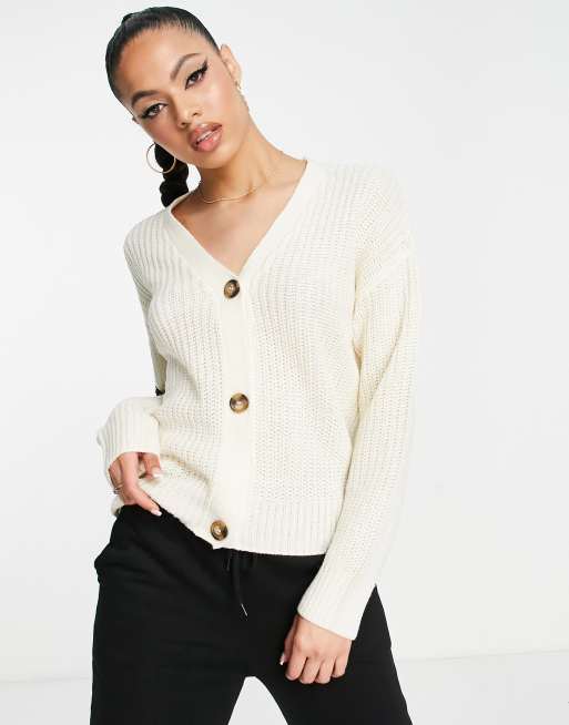 Brave Soul - Daisy - Elfenbenshvid cardigan i fiskerstrik
