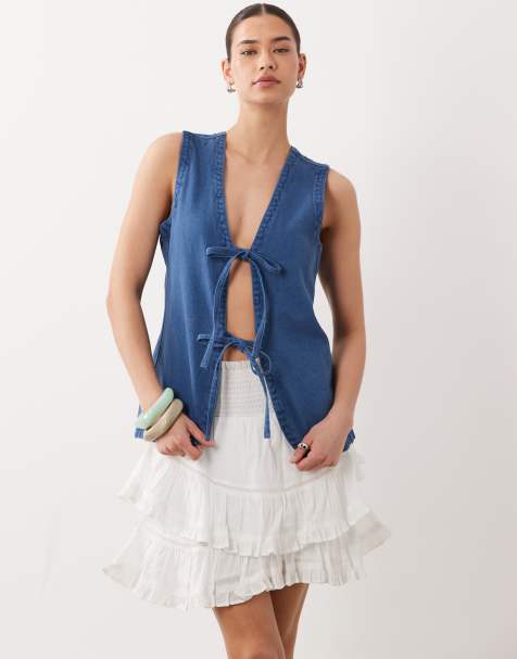 Brave Soul - Denim gilet met gestrikte voorkant - view 1
