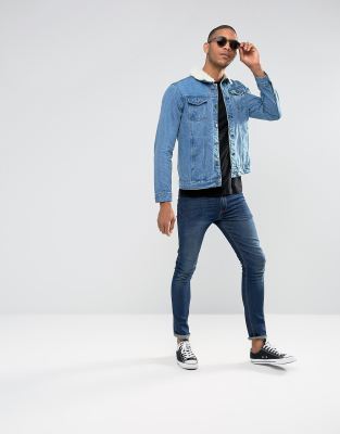 brave soul denim jacket with fleece collar