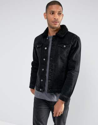 brave soul denim jacket with fleece collar