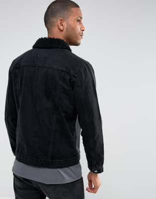 brave soul denim jacket with fleece collar