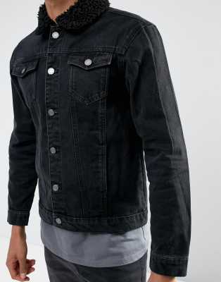 brave soul denim jacket with fleece collar