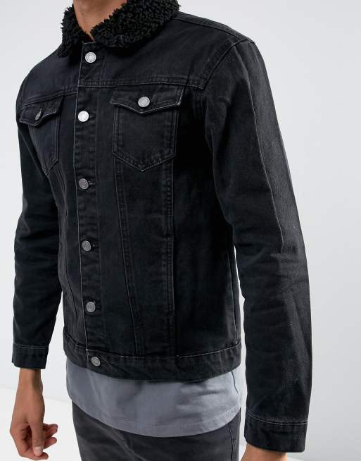 Brave Soul Denim Jacket. Size L. Removable Fleece Collar. 100% Cotton.