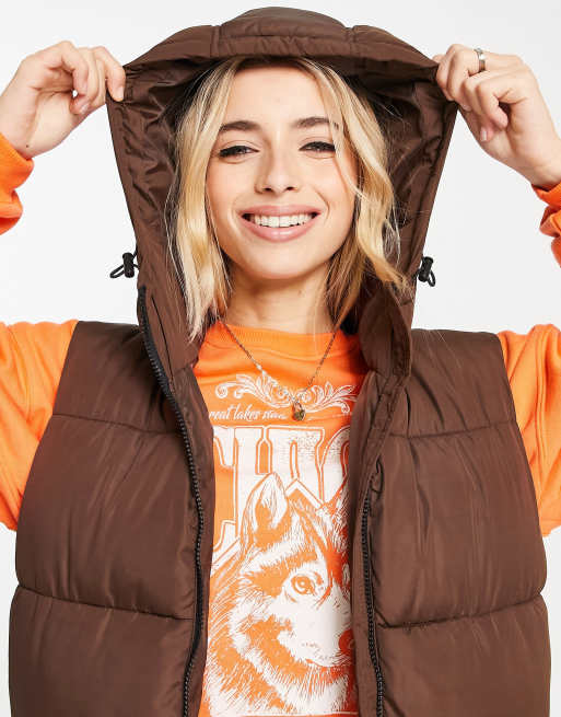 Brave Soul - Denmark - Gilet lungo imbottito color cioccolato, 4 di 4