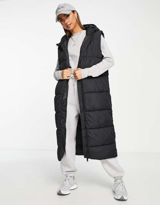 Brave Soul denmark maxi padded vest in black