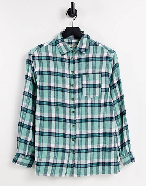 Brave Soul destiny checked shirt in green