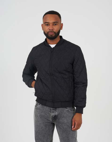Brave Soul Diamond quilted bomber jacket in black - view 1